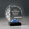 Circle Lucite Award w/ Glass Gemstone and Black Marble Base